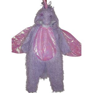 Unicorn Kids Hooded Costume Dress Up One Piece Wings Pink Purple Size 3T
